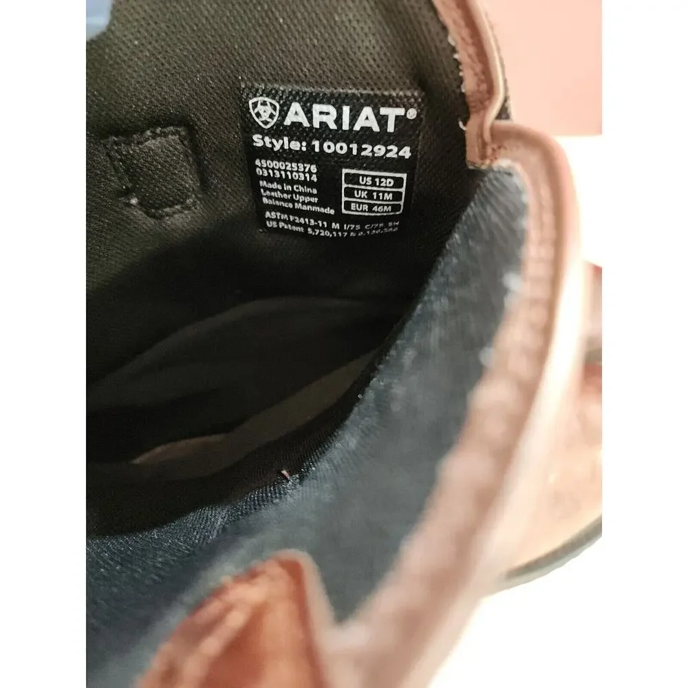 Ariat 12 D Mens Brown Leather Steel Toe Pull On Round Toe Boots